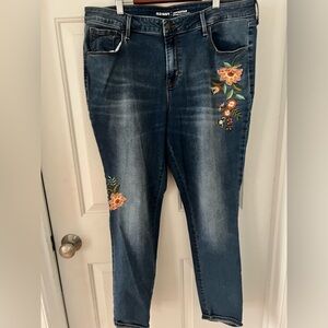 Old Navy Women's Skinny Jeans with Floral Embroidery - Blue